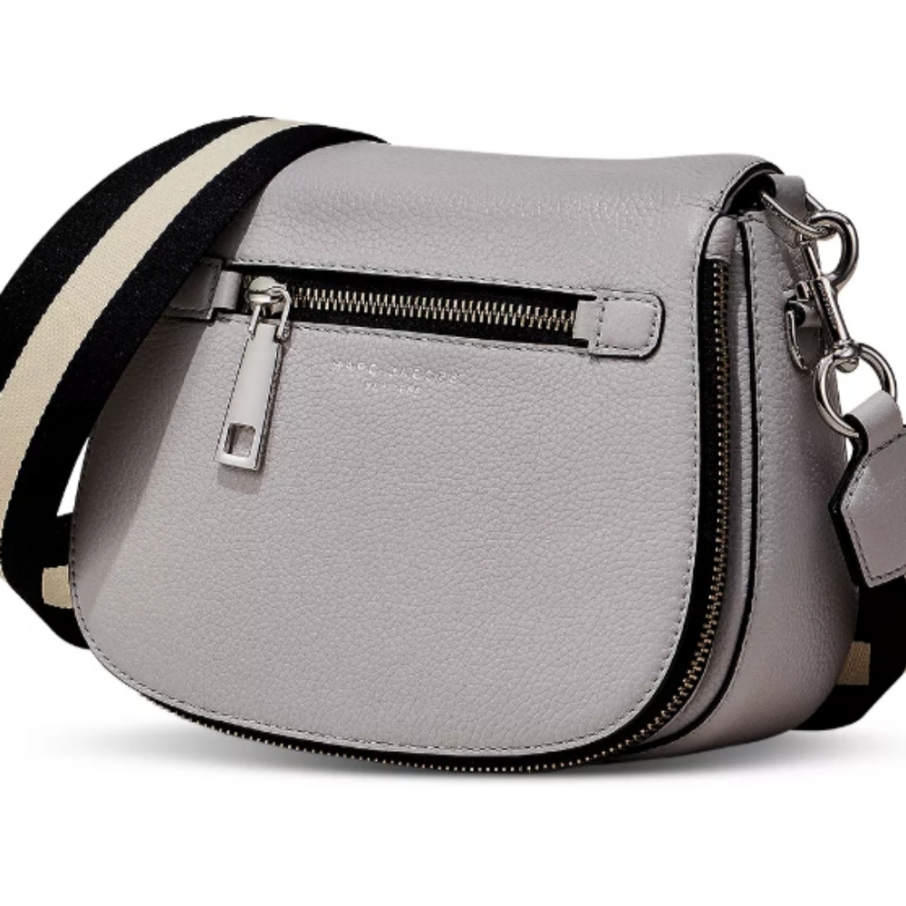 Marc Jacobs Gray Crossbody Bag with Striped Strap